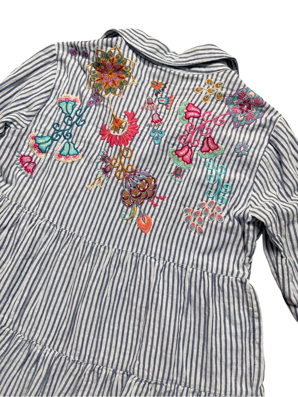 NWT Johnny Was Workshop Embroidered Stripe Tunic Top Small Boho Button Front - Picture 7 of 16